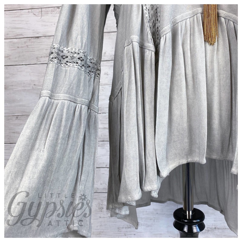 POL Stone Grey Tie it Up Bohemian Tunic - Picture 8 of 12